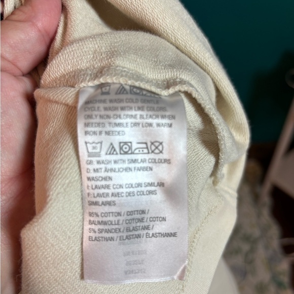 D & Co Active Cream V-Neck Sweater with Orange and Pink Trim - Picture 6 of 6